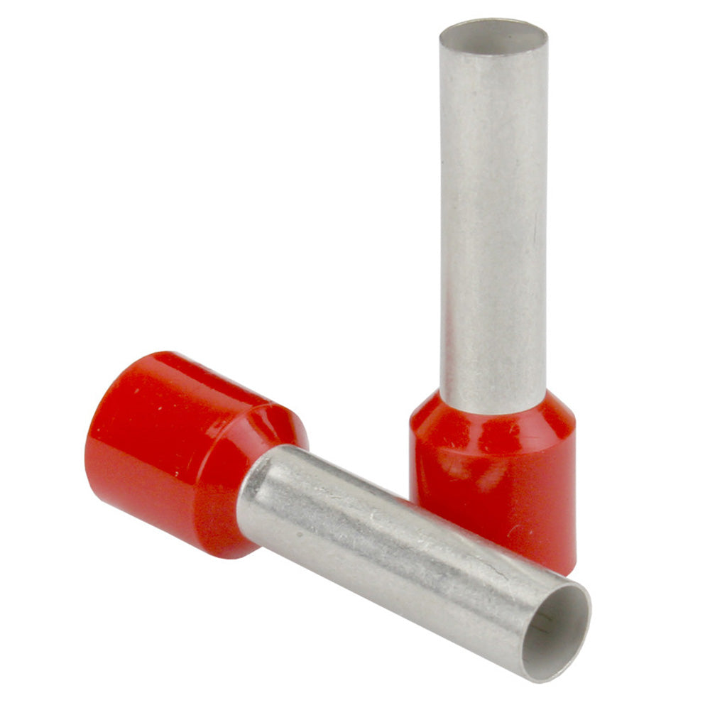 Pacer Red 16 AWG Wire Ferrule - 8mm Length - 25 Pack